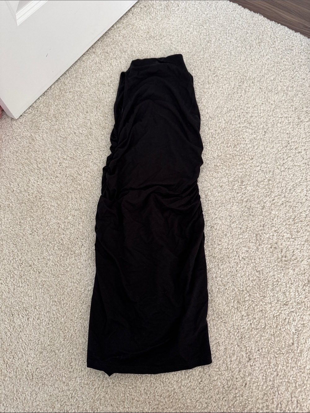 Reformation Black Ruched Midi Dress
